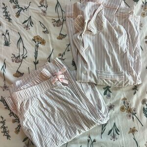 Victoria's Secret Pink and White Striped Pajama Set